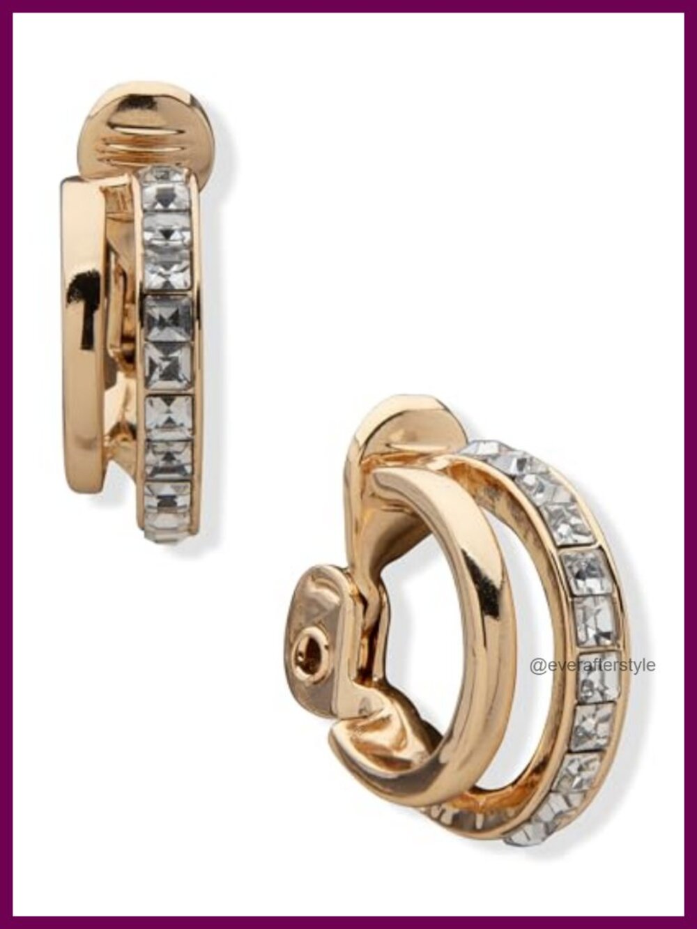 Hoop Crystal Earrings Double Row Statement Jewelry for Women